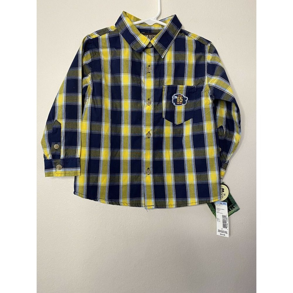 Boyz Wear Navy & Yellow Plaid Button-Down  Size 3T